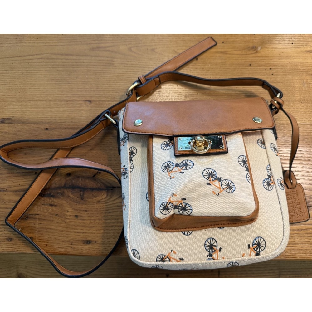 Mary & Martha Adventure On Crossbody Bag #39902 Bicycle Print NEW